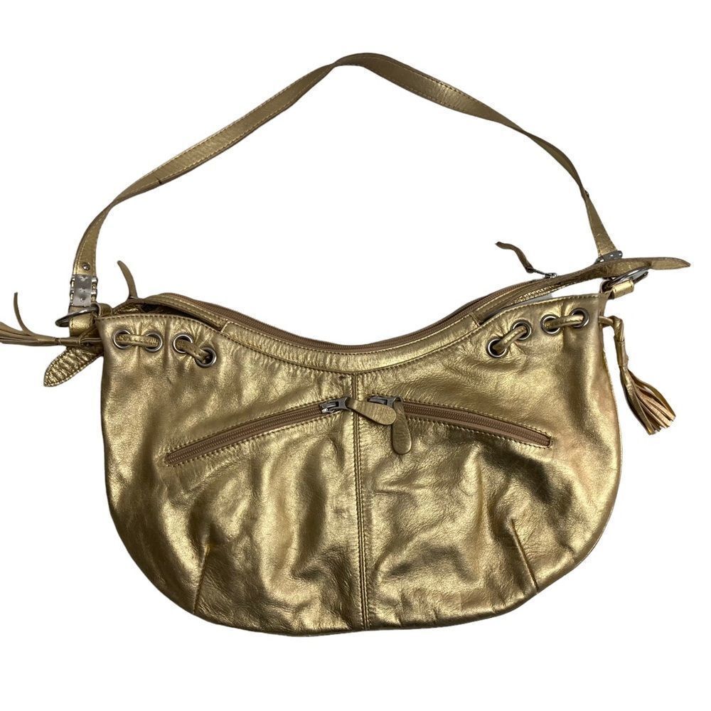 ‎OMBU Genuine Leather Gold handbag 9X16